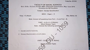 BA,BSC,B COM,BBA 2nd semester GENDER SENSITISATON QUESTION PAPER OSMANIA UNIVERSITY