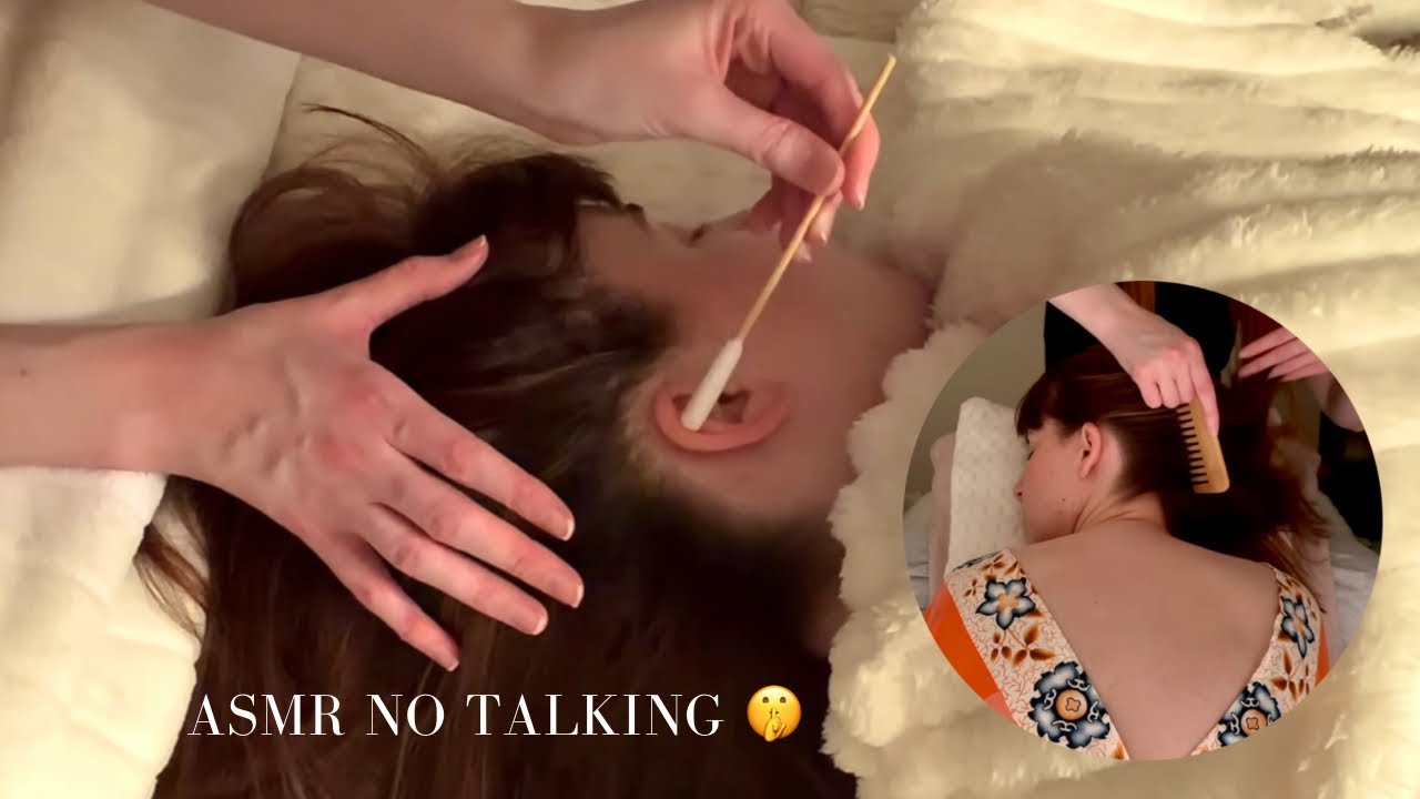 ASMR I sent her to sleep with a gentle Ear Massage / Hair, Scalp, Neck & Back Attention (NO TALKING)