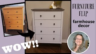 Farmhouse Furniture Flip~Useful DIY Aug 2020~Chalk Paint Dresser Makeover