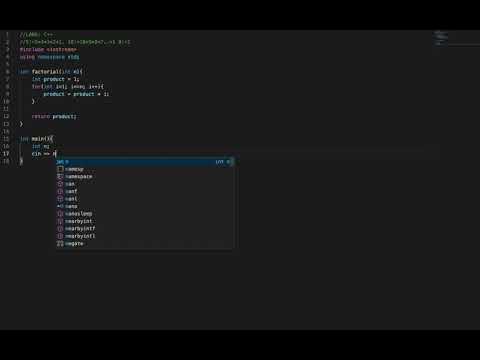 factorial function using C++