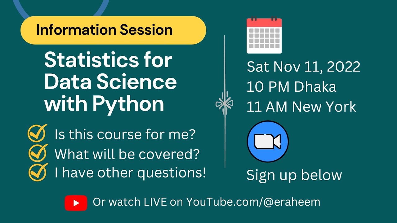 Info Session: Statistics for Data Science with Python (Nov 11, 2023 ...