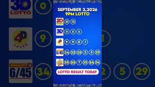 9PM Draw | September 2, 2026 | PCSO Lotto Results Today #lottoresult #lottoresultstoday