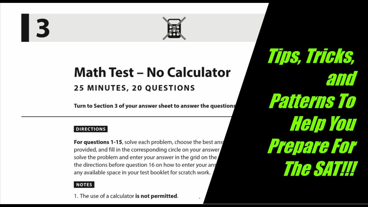 SAT Practice Test 1 - Math No Calculator - In Depth Analysis, Answers, and Explanations!!!