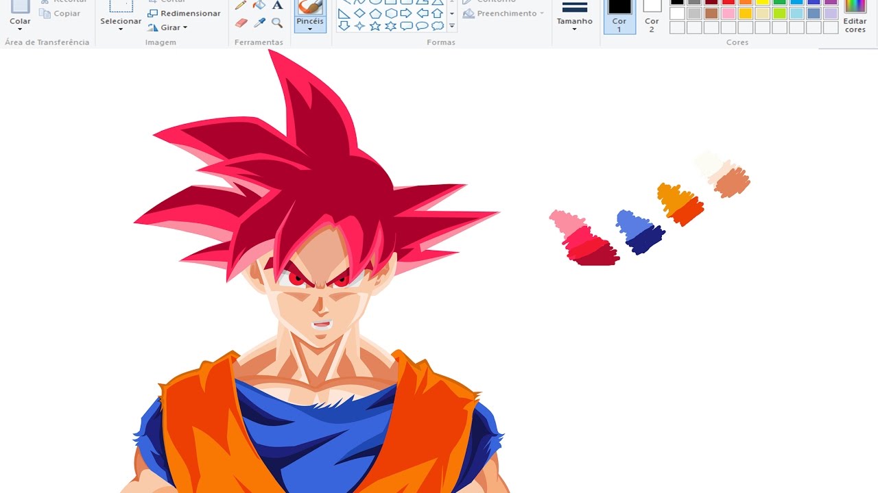 Drawing Anime on Paint - Goku Super Saiyan God - Dragon Ball Super