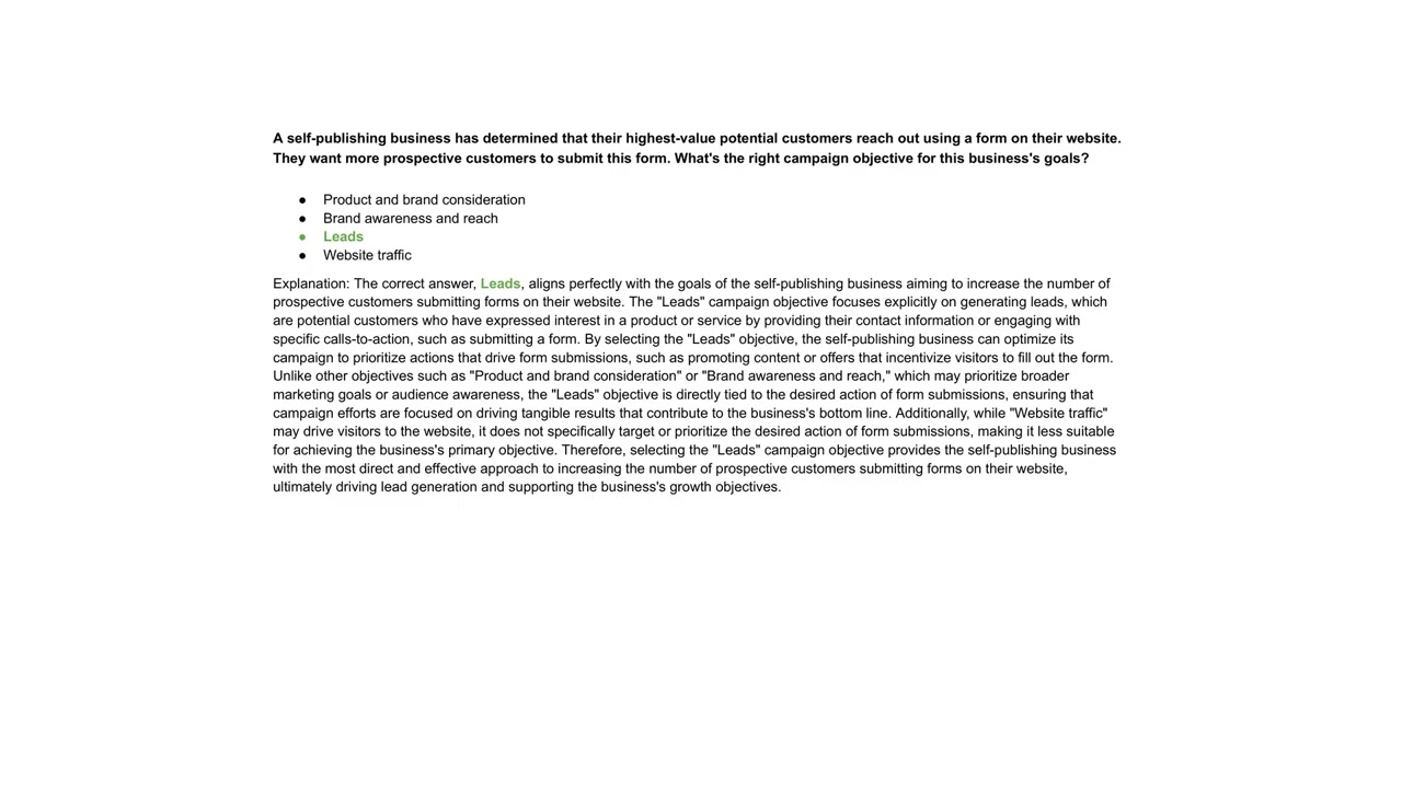 A self-publishing business has determined that their highest-value potential customers reach out ...