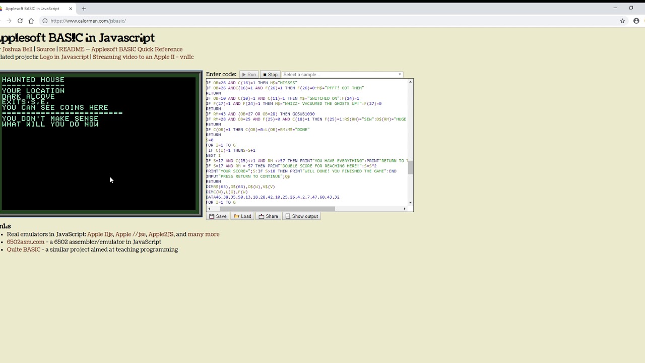 Applesoft BASIC Playthrough - YouTube