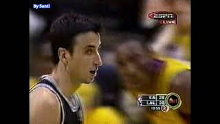 Manu Ginobili - Debut NBA vs LA Lakers (2002)