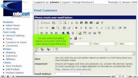 Send email in CubeCart by VodaHost web hosting