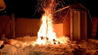 Burning a Christmas tree