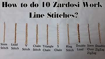 Basic Zardosi Outline Stitches | 10 Zardosi/Dabka/Frenchwire Embroidery Work Line Stitching Ideas