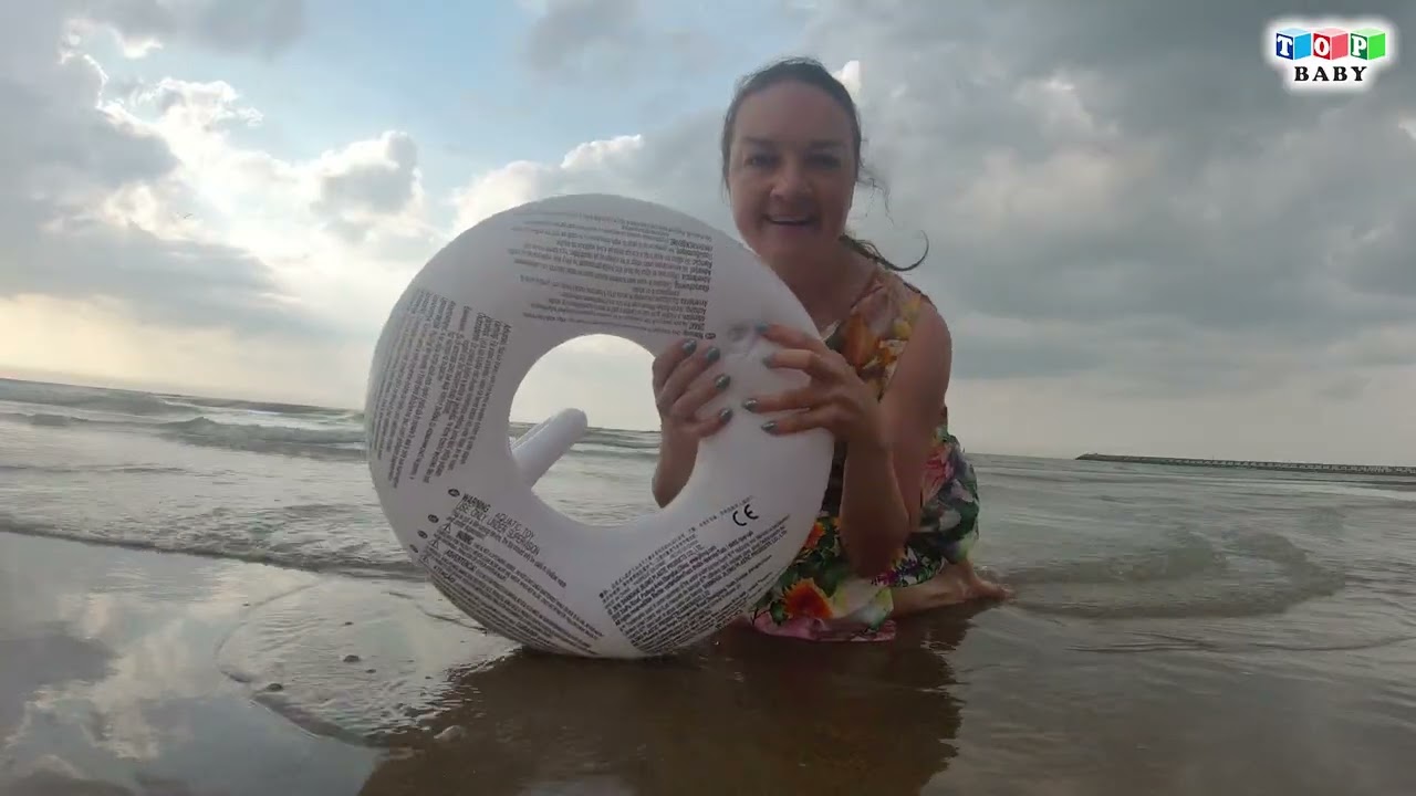 Inflatable swan for playing in the sea.