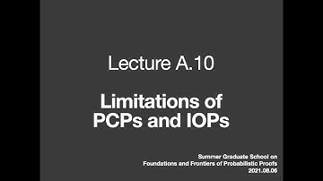 Lecture A.10: Limitations of PCPs and IOPs