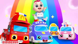 five little color cars vehicles song wheels bus bibiberry
