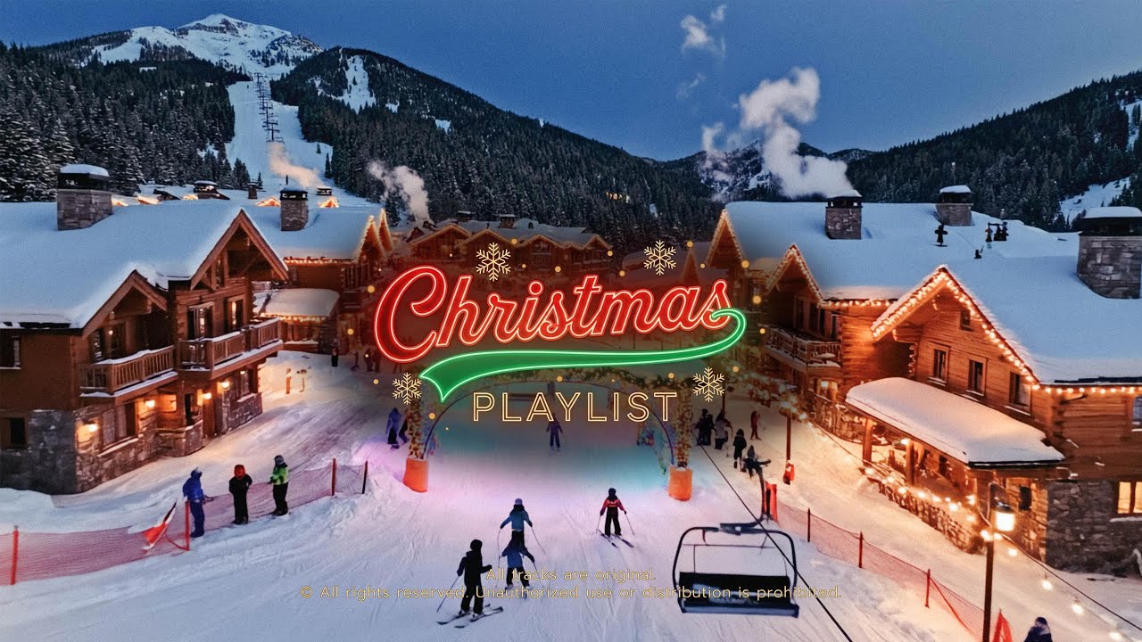 4K Alpine Christmas Village – Ski Lights, Snowfall & Soft Felt Piano Ambience