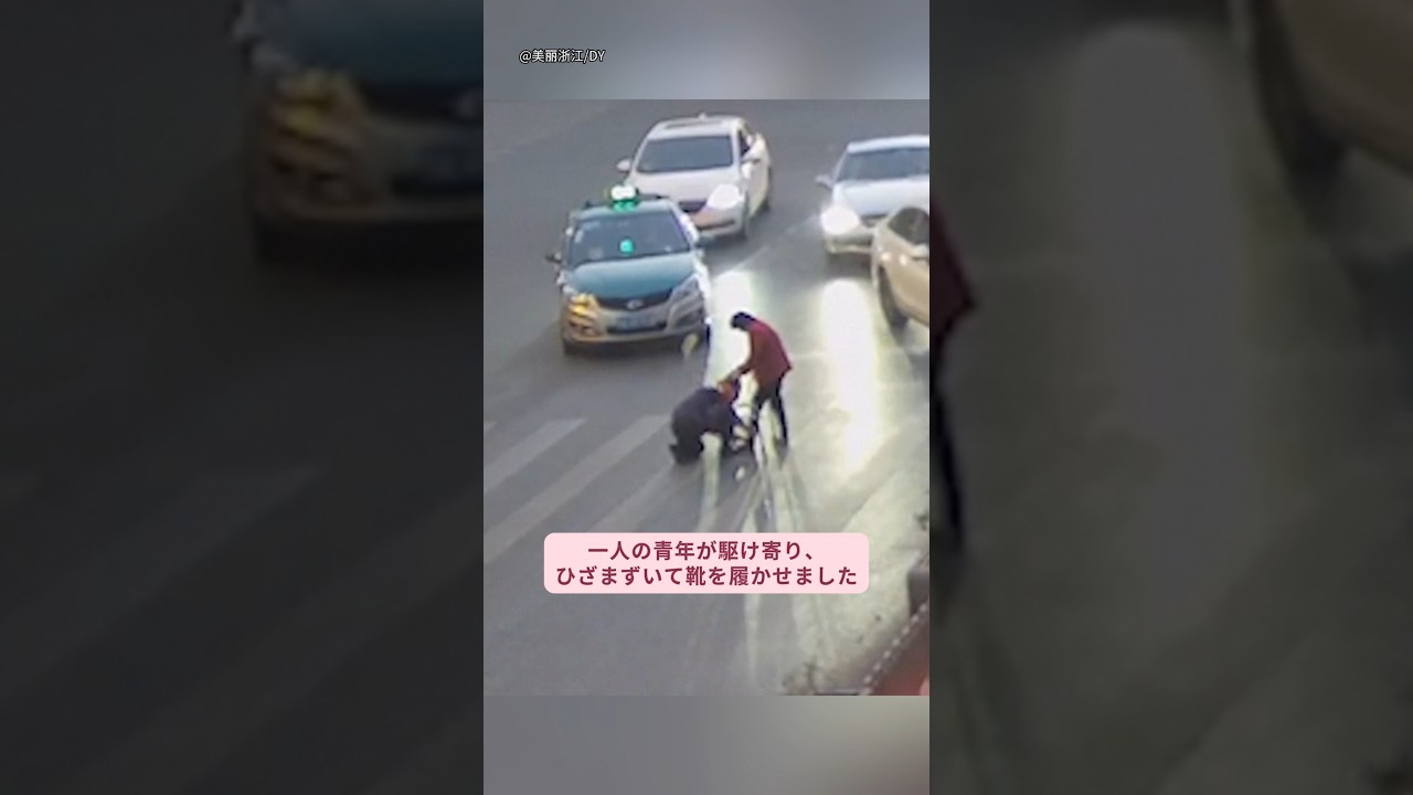 車が行き交う道で、青年が見せた心温まる行動 #ショート #感動 #優しさ #思いやり #助け合い