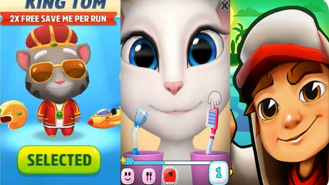 Talking Tom King Gold Run VS Talking Angela VS Subway Surfers Moscow Gameplay Full HD 2017 - YouTube Kids Super Puper