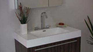 Fresca Vista Walnut Modern Bathroom Vanity w/ White Acrylic Sink & Countertop - FVN8090GW