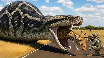 Brave Heroes Save Hyperactive Mother Giraffe From Deadly Giant Python🐍