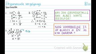 Gr11 wiskunde eksponensiele vergelykings Gr11 wiskunde eksponensiele vergelykings