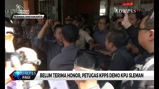 Belum Terima Honor, Petugas KPPS Demo KPU Sleman