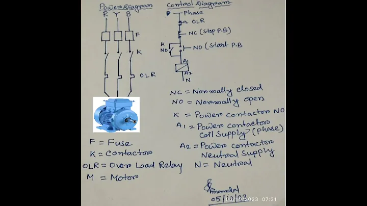 DOL Starter.DOL Starter Power Diagram and control diagram.Visit the channel to watch the full video.