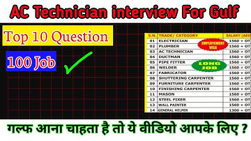Ac Technician job interview Top Ten questions | Ac Technician interview for gulf