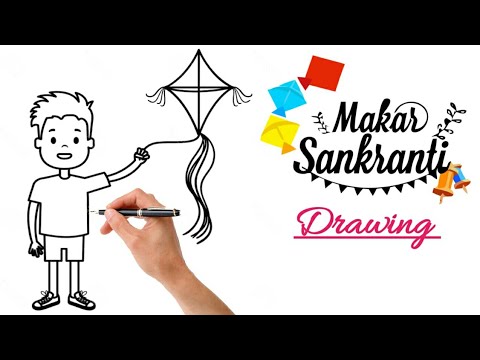 Makar Sankranti Special Drawing // How To Draw Kite Festival Drawing //  Kids Drawing // Pencil Art | Drawing for kids, Pencil art, Pencil drawings