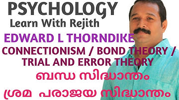 Theory of Connectionism / Bond theory / SR theory/ Trial and error theory by Edward L Thorndike