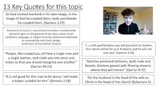 GENDER EQUALITY & DISCRIMINATION (THEME A RELATIONSHIPS & FAMILIES - AQA RELIGIOUS STUDIES)