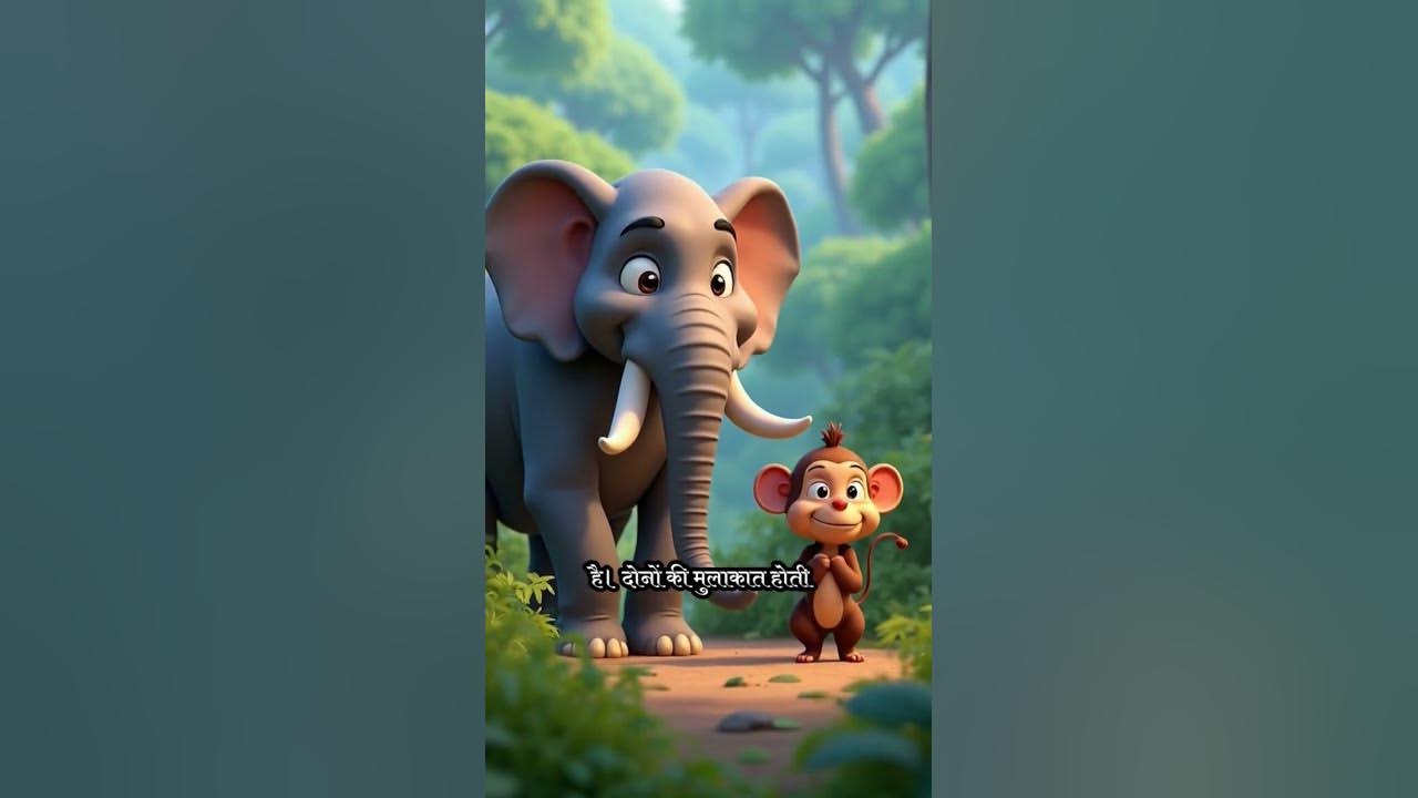 bandar aur hathi ki kahani..#viral #aivideo #cartoon #enjoy #forest #treanding #friends #animals