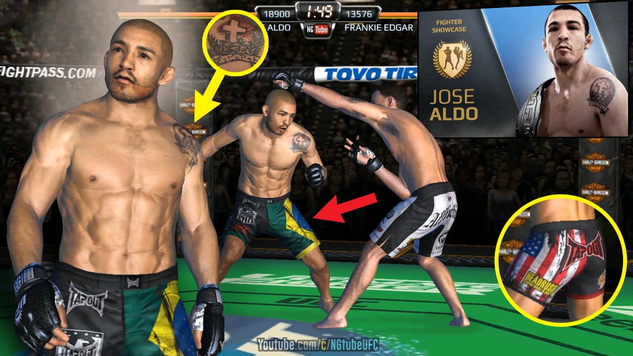 UFC mobile Jose Aldo CE showcase (MOD - Aldo HD tattoo, shorts) 모바일UFC 조제알도...