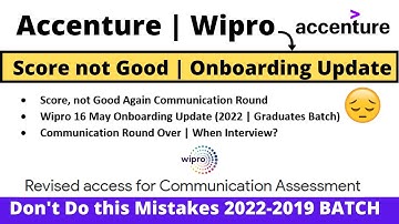 Wipro 16 May Onboarding | Accenture 2022-2019 BATCH Don