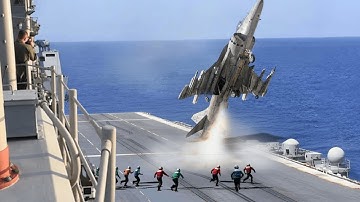 The Insane Action | US AV-8B Harrier II Makes Emergency Takeoff With Insane Jump on Aircraft Carrier