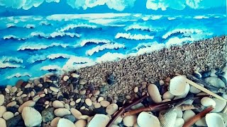 Taşlı Sahil Tablosu Yapımı Akrilik Manzara Boyama Kolay Çizim