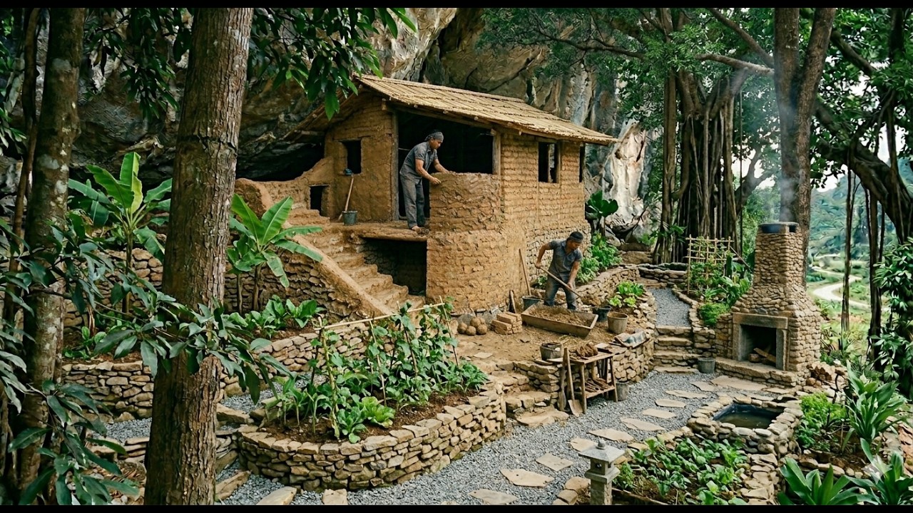 Part 1: 30 Days to Build a Natural-Style Home Under a Large Rock as a ...