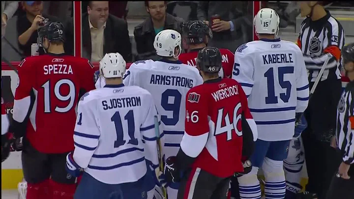 Komisarek nails Alfredsson - Leafs vs Sens - Sept ...
