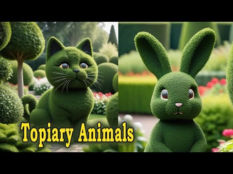 Topiary Animals in a Beautiful Garden Setting - AI Art by Tiffany Bliss