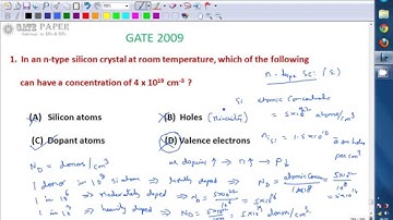 GATE 2009 ECE N type semiconductor, extrinsic semiconductor
