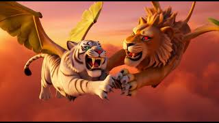 White Tiger vs. Lion: The Ultimate Mid-Air Showdown! ✨