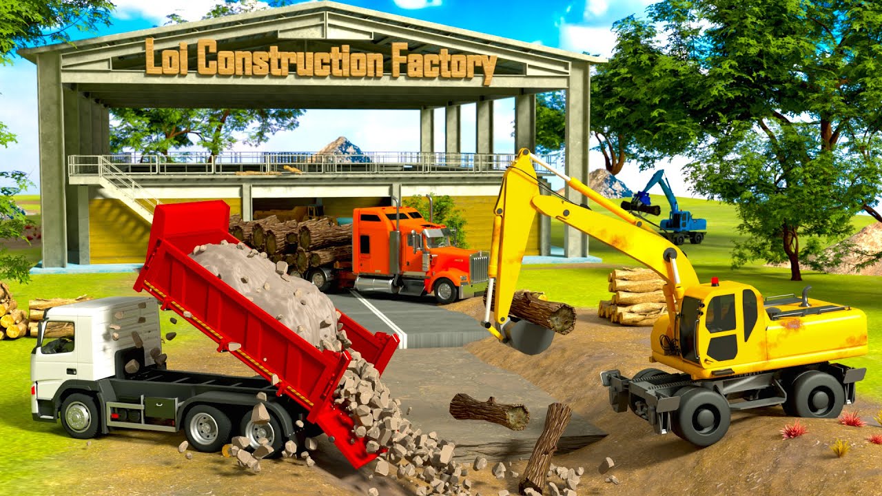 Rebuilding a Rough Forest Road with Excavator & Dump Truck | Construction Vehicles 3D
