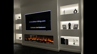 Media Wall Build 2024, Philips 75' Ambilight TV Philips 75PML9008, New forest 1900 electric fire