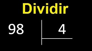 How to divide 98 by 4, inexact division with a decimal result. How to divide 2 numbers