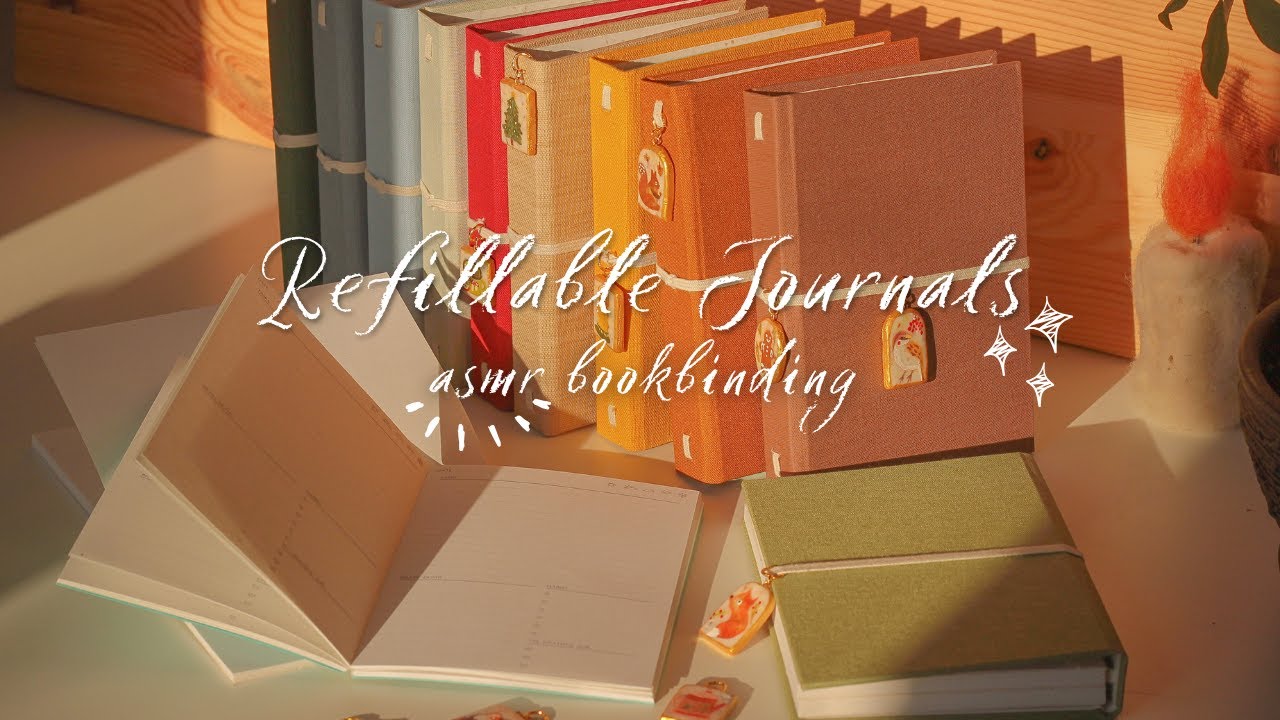 Handmade Refillable Journals ✿ asmr bookbinding, clay charms | relaxing sounds, no music