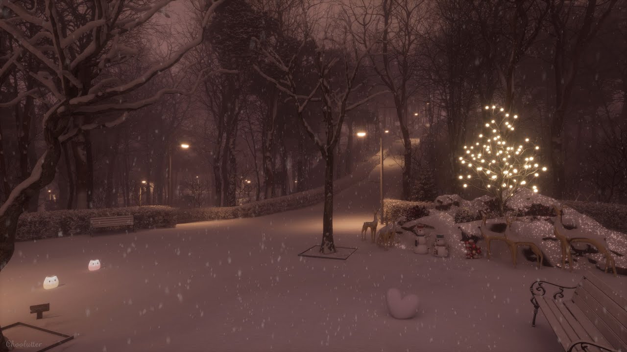 Time Alone In A Snowy Mountain Park In The Early Hours | Sounds of Falling Snow, White Noise