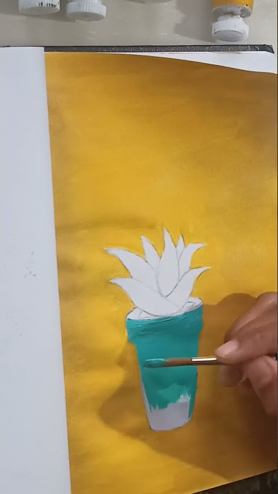 #shorts / Gouache painting of Aloe vera easy / #gouachepainting #aloevera #easypainting #plants