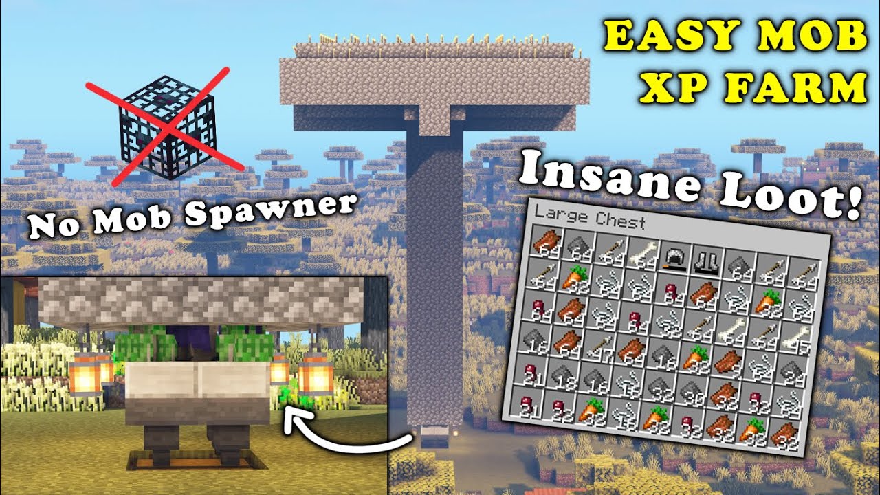 Minecraft: EASY MOB XP FARM TUTORIAL! (Without Mob Spawner) - YouTube