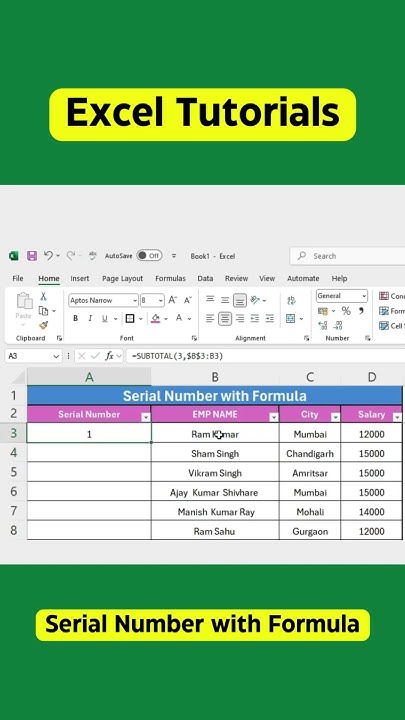 Best Way to Auto-Generate Serial Numbers in Excel | Easy Excel Trick! # ...