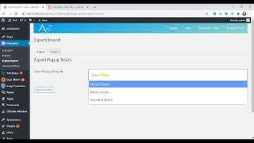 Popup Box plugin Export/Import Overview