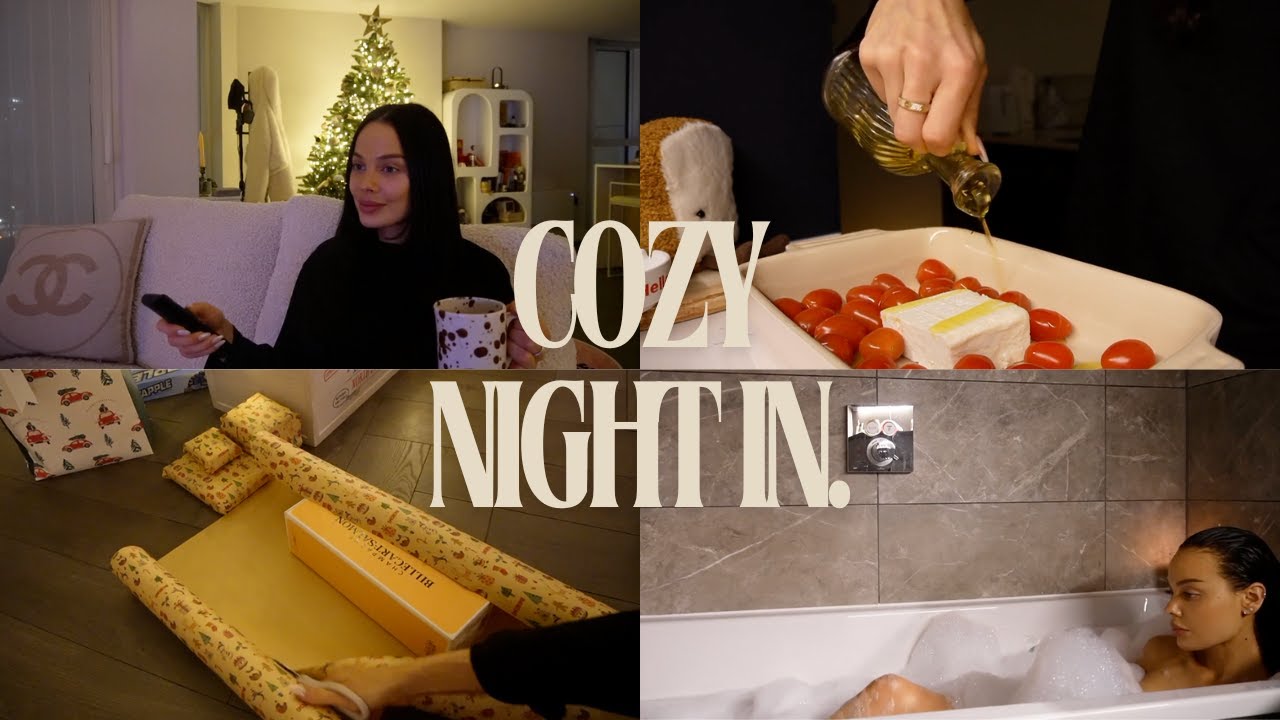 a cosy christmas night in! skin care, cooking & wrapping gifts