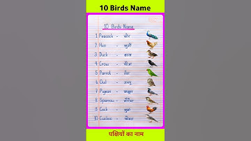 10 Birds Name | Birds Name in English and Hindi | Birds Name | पक्षियों के नाम | #shorts #birdsname